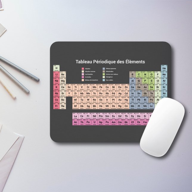 Französische dunkle Periodische Tabelle der Elemen Mousepad (French Dark Periodic Table of Elements Mouse pad)