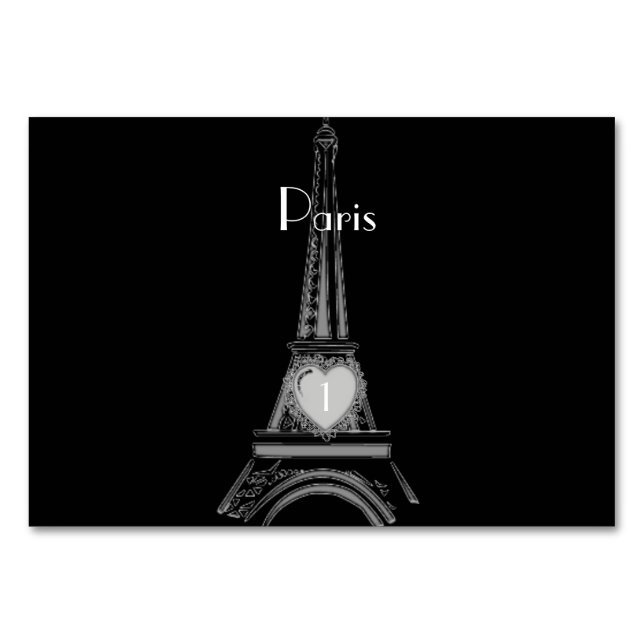 Französische eiffel Tower Paris Table Card Tischnummer (Vorderseite)