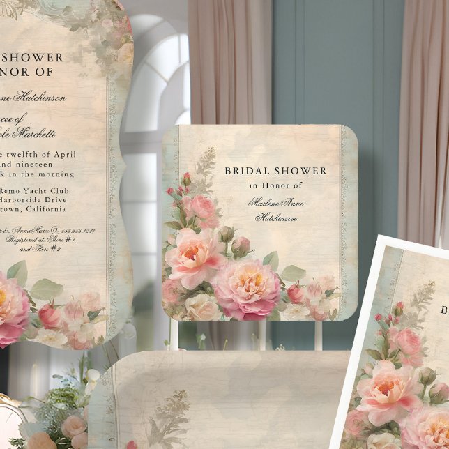 Französische Elegante Brautparty Tea Vintag Rechteckiger Pappuntersetzer (Von Creator hochgeladen)