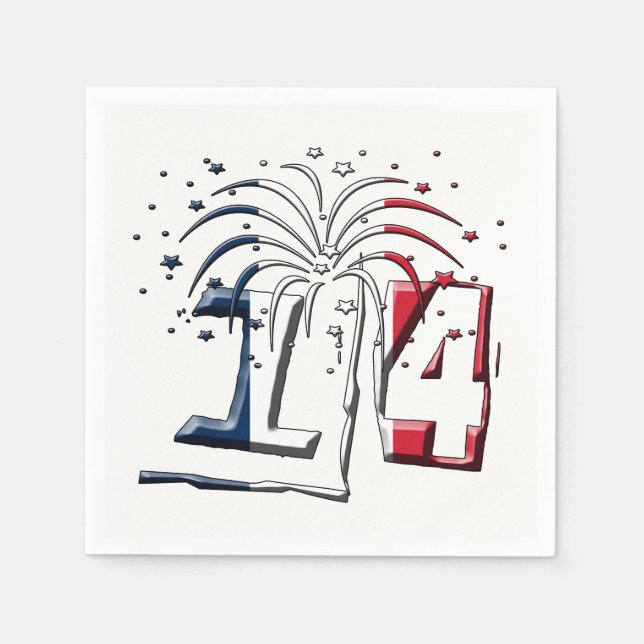 Französische Flagge 14 Juli Quatorze Juillet Basti Serviette (Vorderseite)