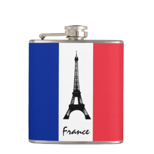 Französische Flagge & Eiffelturm - Frankreich / S Flachmann