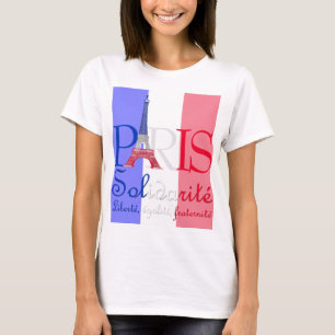 Französische Flagge Eiffelturm Solidarité Liberté T-Shirt