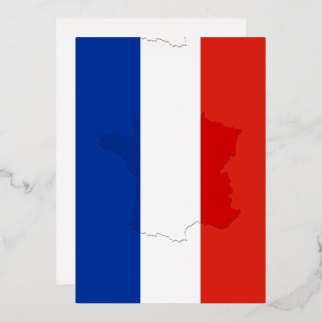 Französische Flagge Folieneinladung (Vorderseite/Rückseite)