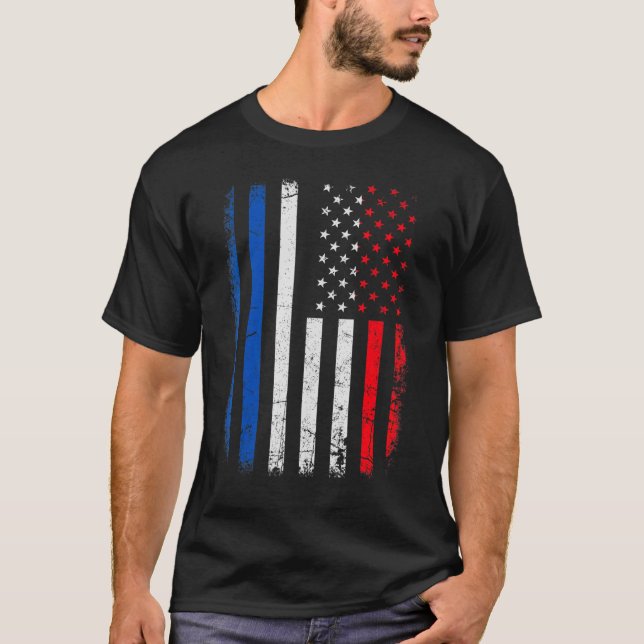 Französische Flagge Frankreich Amerika Pride Herit T-Shirt (Vorderseite)
