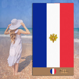 Französische Flagge / Frankreich mit Monogramm / S Strandtuch