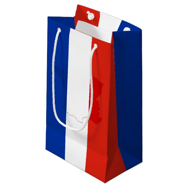 Französische Flagge Kleine Geschenktüte (Vorderseite Schrägansicht)