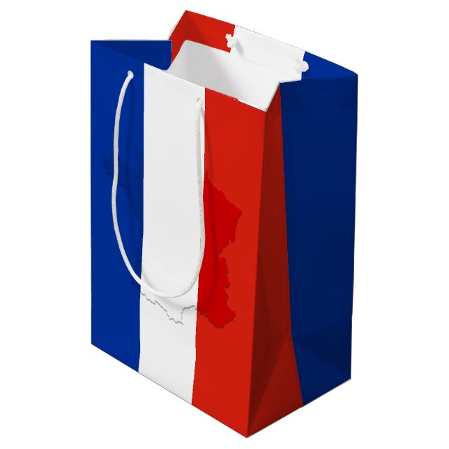 Französische Flagge Mittlere Geschenktüte (Rückseite Schrägansicht)