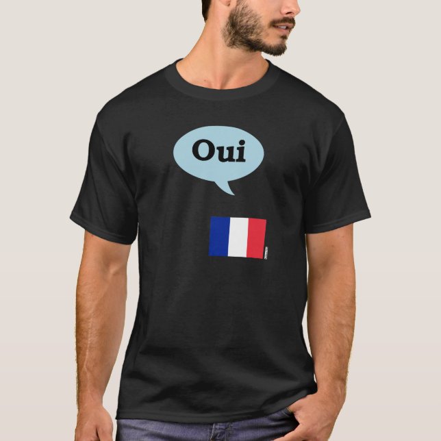 Französische Flagge Oui T-Shirt (Vorderseite)
