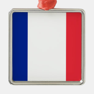 Französische Flagge Silbernes Ornament