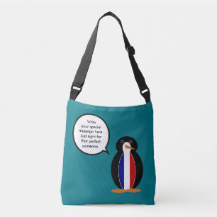 Französische Flagge Sprechende Ms Penguin Personal Tragetaschen Mit Langen Trägern