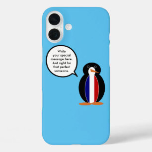 Französische Flagge Sprechende Ms. Pinguin iPhone 16 Plus Hülle