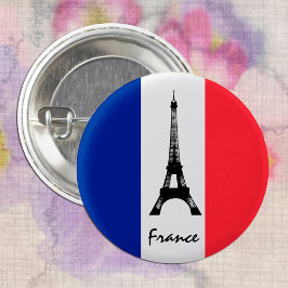 Französische Flagge und Eiffelturm - Frankreich /S Button