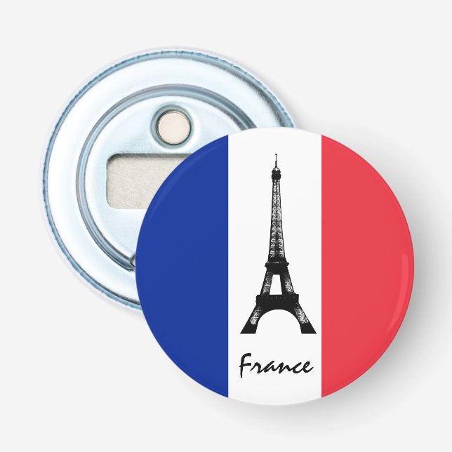 Französische Flagge und Eiffelturm - Frankreich /S Flaschenöffner (Vorderseite)