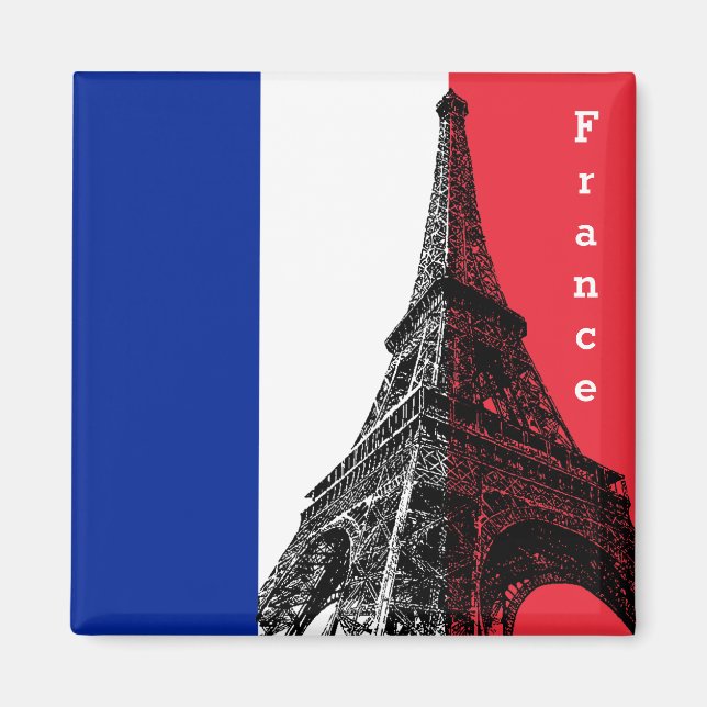 Französische Flagge und Eiffelturm - Frankreich /S Magnet (Vorne)