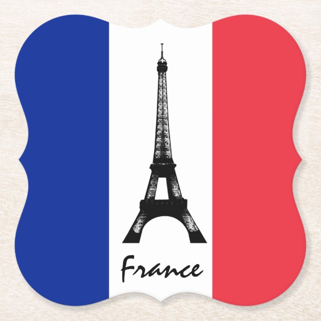 Französische Flagge und Eiffelturm - Frankreich /S Untersetzer (Vorderseite)
