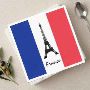 Französische Flagge und Eiffelturm - Frankreich / Serviette