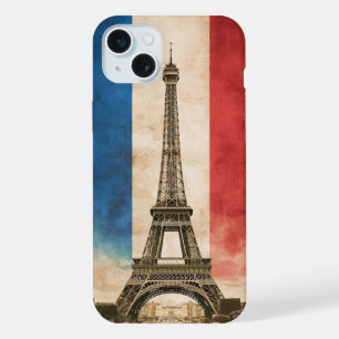 Französische Flagge und Eiffelturm iPhone 15 Plus Hülle