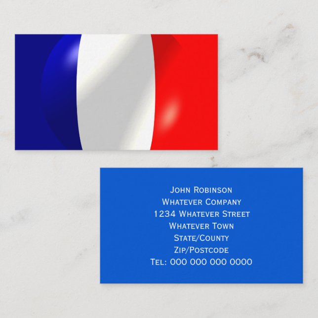 Französische Flagge Visitenkarte (Vorne/Hinten)