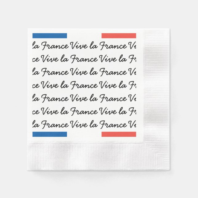 Französische Flagge, Vive la France, Party am Bast Serviette (Vorderseite)