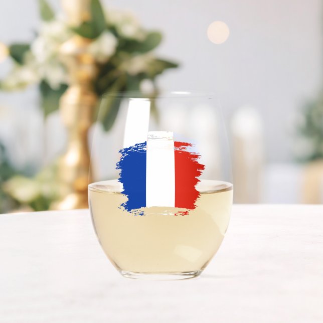 Französische Flagge Weinglas Ohne Stiel (Insitu (Hochzeit))