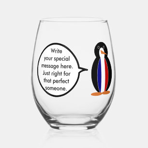 Französische Flagge Wildlife Pinguin personalisier Weinglas Ohne Stiel