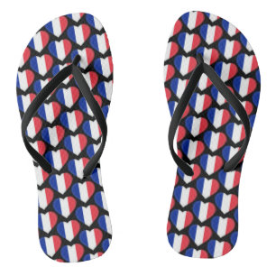 Französische Flaggenfarben Herz-Muster-Patriotik Flip Flops