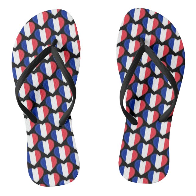 Französische Flaggenfarben Herz-Muster-Patriotik Flip Flops (Fußbett)