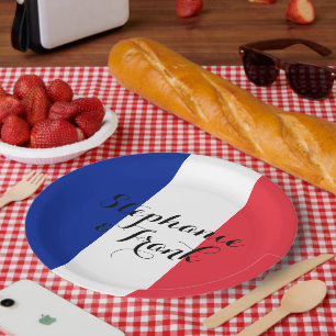 Französische Flaggenfarben Hochzeit Pappteller