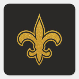 Französische Fleur De Lis Gold und Schwarz Quadratischer Aufkleber