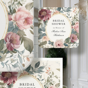 Französische Florale Elegante Brautparty Tee Gold Quadratischer Aufkleber