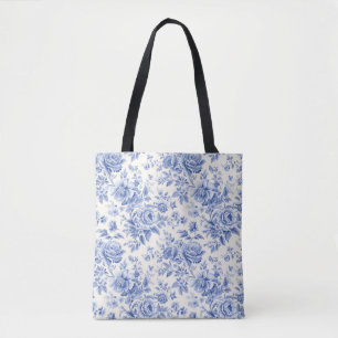 Französische florale Toile-Blau-Tasche Tasche