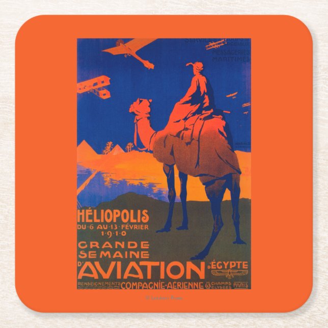 Französische Fluglinien-förderndes Plakat Rechteckiger Pappuntersetzer (Vorderseite)