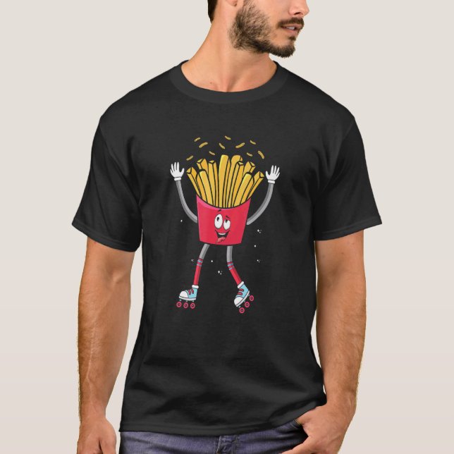 Französische Fries auf Rollerskates Roller Blades  T-Shirt (Vorderseite)