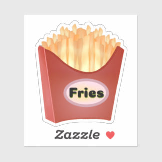 Französische Fries in einem roten Karton Aufkleber