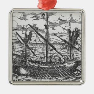Französische Galeere Silbernes Ornament
