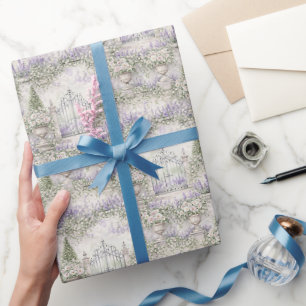 Französische Gartenhochzeit Aquarell-Blumen Tore Geschenkpapier