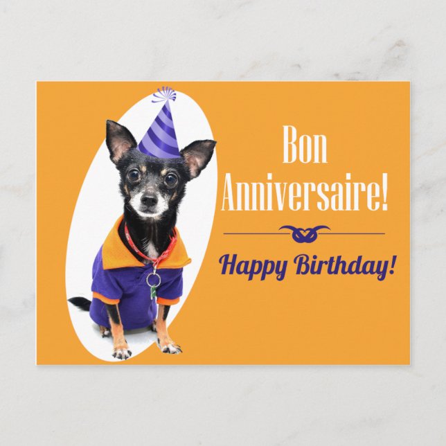 Französische Geburtstagskarte Postkarte (Vorderseite)