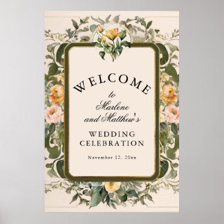 Französische gelbe Blumen Hochzeit im eleganten vi Poster