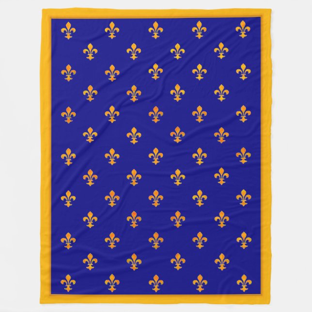 Französische Gold Fleurs de Lis auf dem Azur-Banne Fleecedecke (Vorderseite)