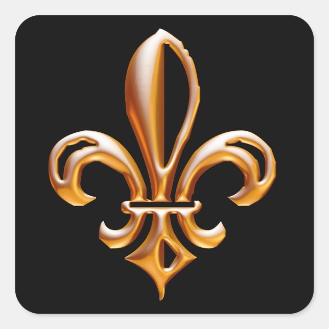 Französische Goldene Lilie Quadratischer Aufkleber (Vorderseite)