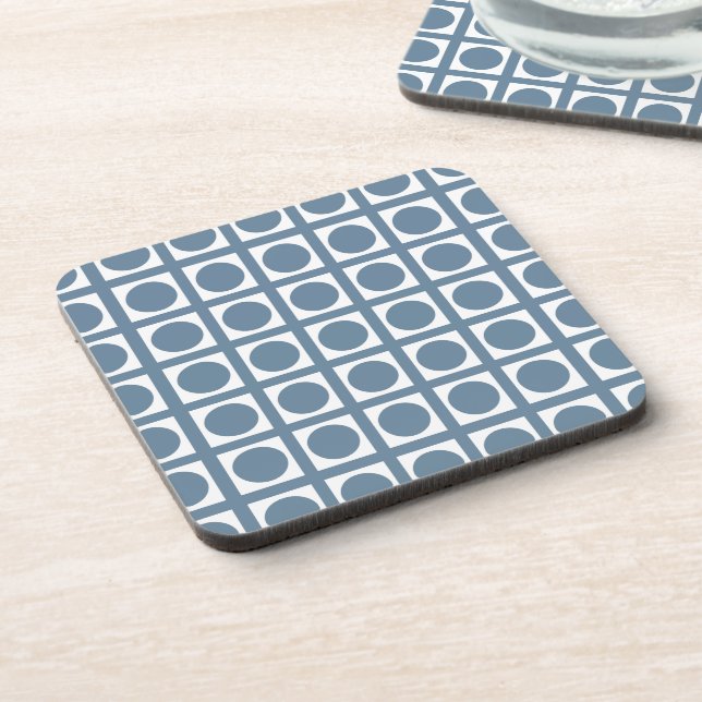 Französische graue Elegant Grid Dots Getränkeuntersetzer (Linke Seite)
