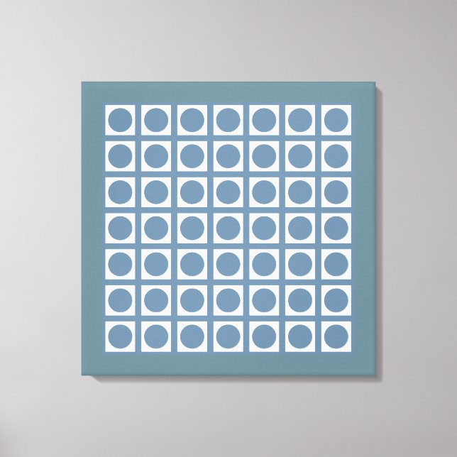 Französische graue Elegant Grid Dots Leinwanddruck (Vorderseite)