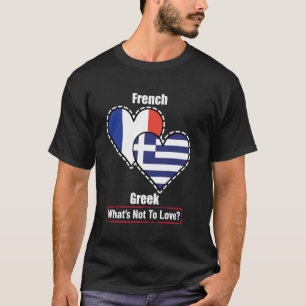Französische Griechische Herzflaggen Was gibt es n T-Shirt