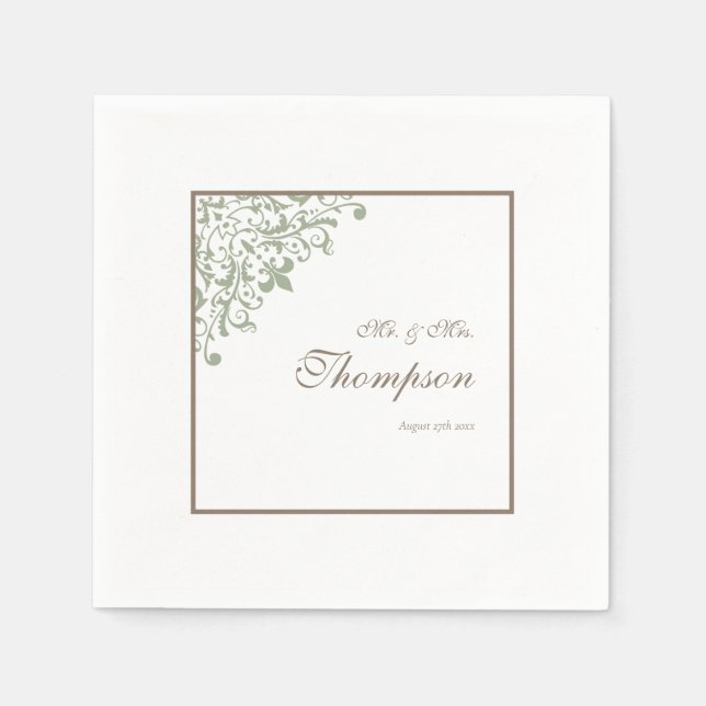 Französische Grüne Lilie Hochzeitsempfang Serviette (Vorderseite)