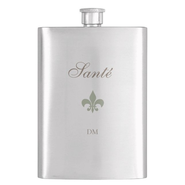 Französische Grüne Lilie Santé Gastgeschenk Hochze Flachmann (Vorderseite)