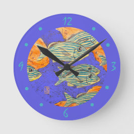 Französische Grunts (Fische) nummerierte Rundmauer Runde Wanduhr