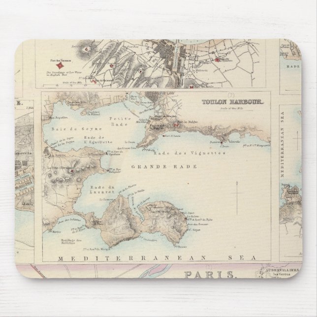 Französische Häfen und Plan von Paris Mousepad (Vorne)