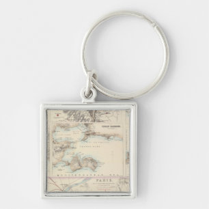 Französische Häfen und Plan von Paris Schlüsselanhänger