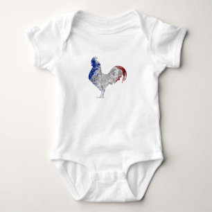 Französische Hahnwasserfarbflagge Baby Strampler