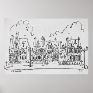 Französische Häuser, Cobourg Normandie, Frankrei Poster